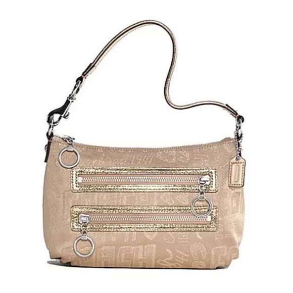 Coach Handbags - COACH Poppy Storypatch Top Handle Bag 44088 Khaki Gold - NWT